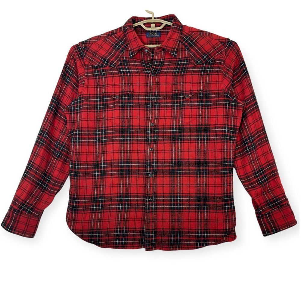 Polo Ralph Men's Lauren‎ Red Plaid Flannel Button Down Shirt Classic size XL